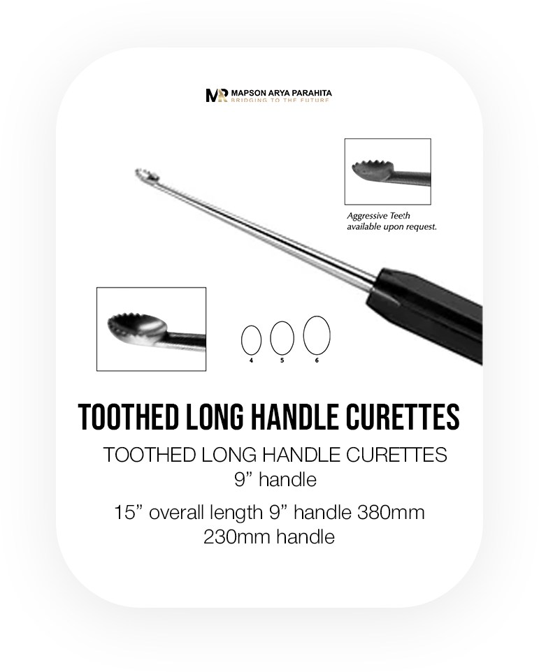 TOOTHED LONG HANDLE CURETTES